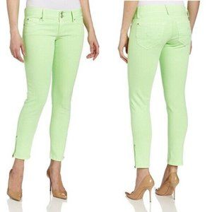 Lilly Pulitzer Womens Worth Skinny Mini Zip Neon Green Jeans Size 00 XS Denim